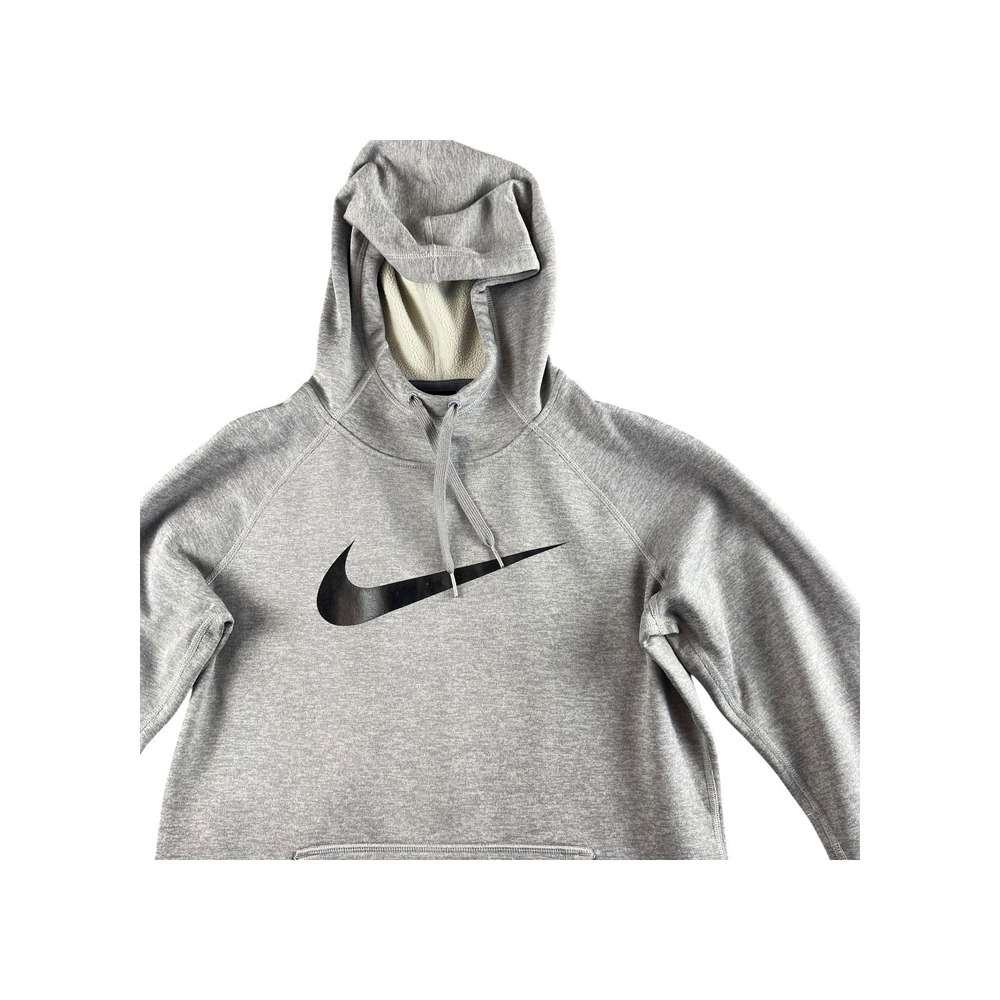 Nike Therma Fit Grey Pullover Hoodie Sweatshirt With Swoosh Logo Size S